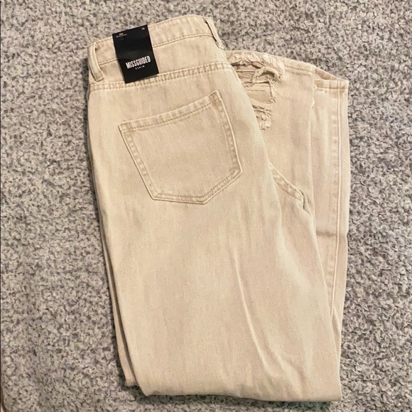 Missguided high rises mom jeans, tan - Picture 2 of 2